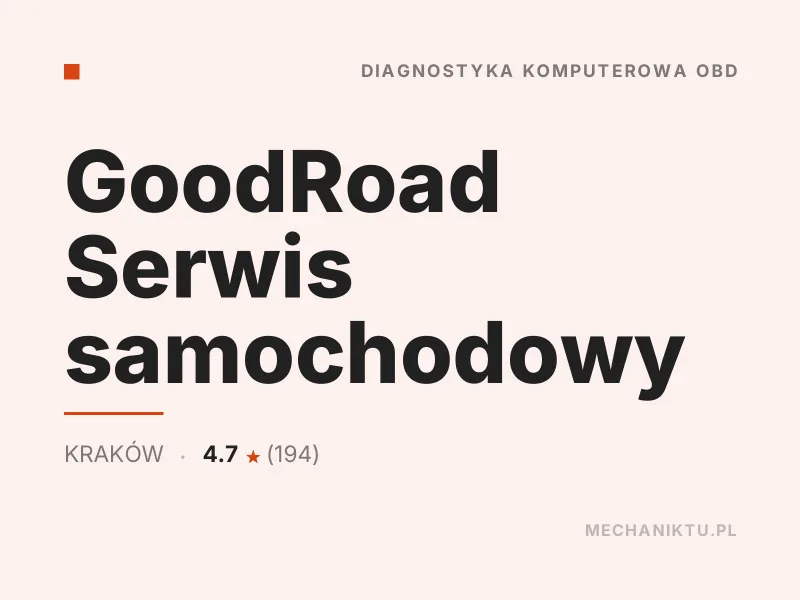 GoodRoad Serwis samochodowy Diagnostyka komputerowa OBD Kraków
