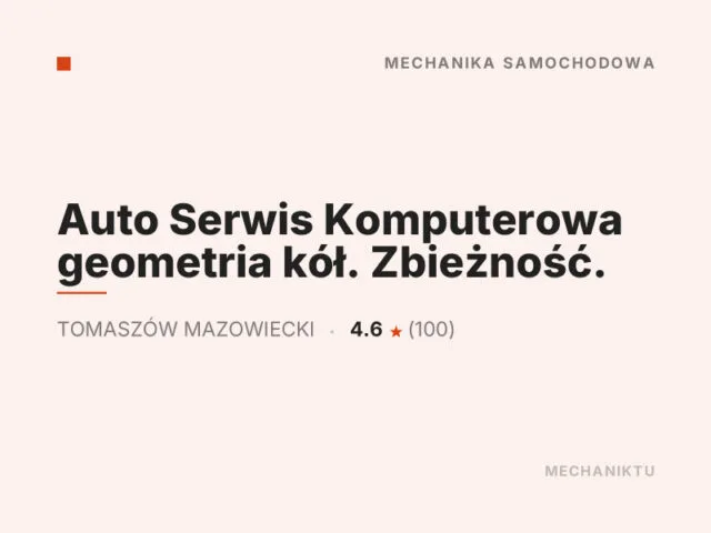 Auto Serwis Komputerowa geometria kół. Zbieżność.