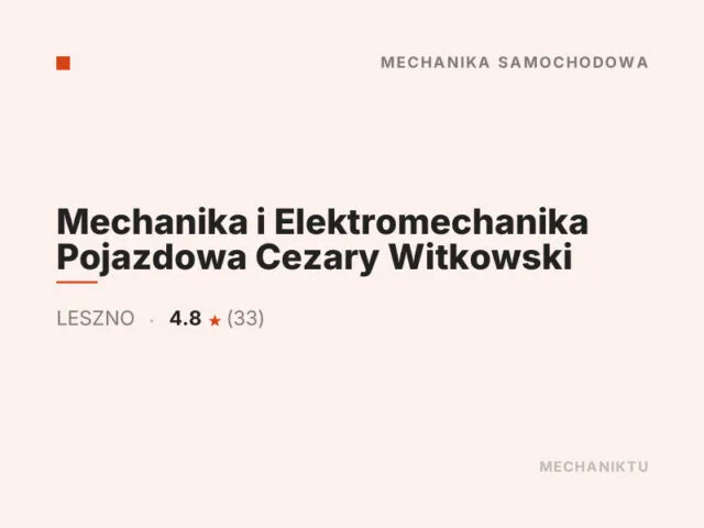 Mechanika i Elektromechanika Pojazdowa Cezary Witkowski