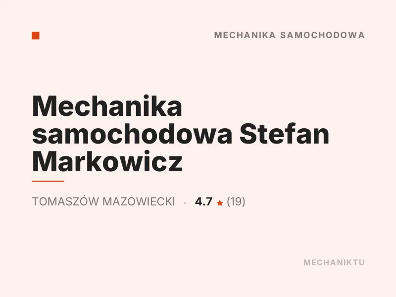 Mechanika samochodowa Stefan Markowicz Diagnostyka komputerowa OBD Tomaszów Mazowiecki