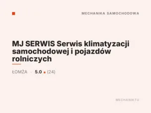 MJ SERWIS Serwis klimatyzacji samochodowej i pojazdów rolniczych