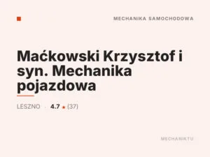 Maćkowski Krzysztof i syn. Mechanika pojazdowa