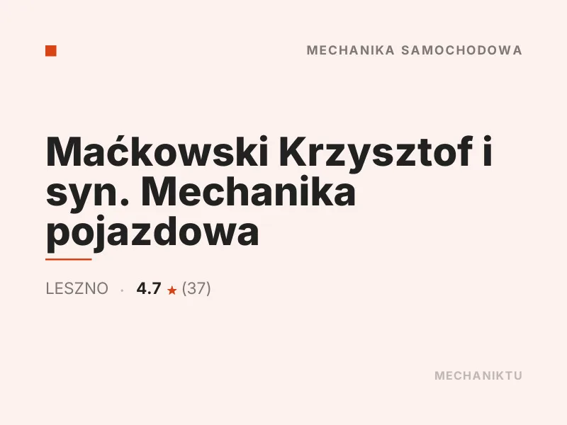Maćkowski Krzysztof i syn Diagnostyka komputerowa OBD Leszno