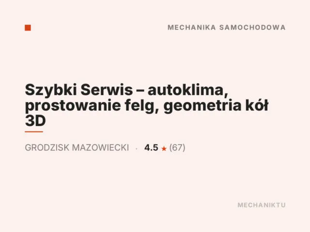 Szybki Serwis – autoklima, prostowanie felg, geometria kół 3D