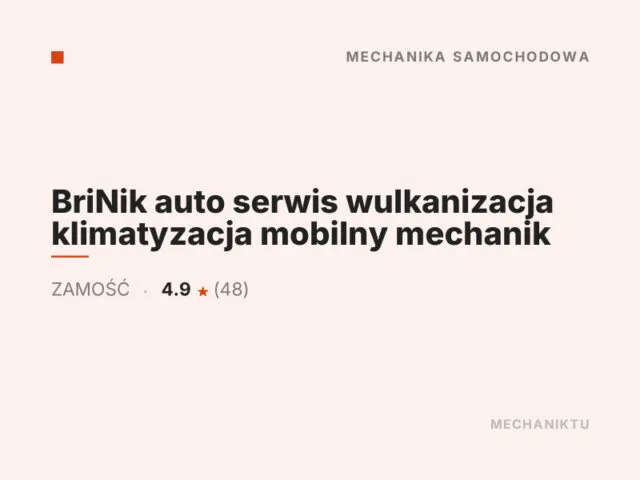 BriNik auto serwis wulkanizacja klimatyzacja mobilny mechanik
