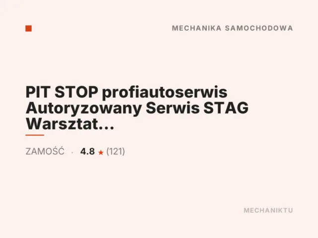 PIT STOP profiautoserwis Autoryzowany Serwis STAG Warsztat samochodowy Mechanika pojazdowa Zamość