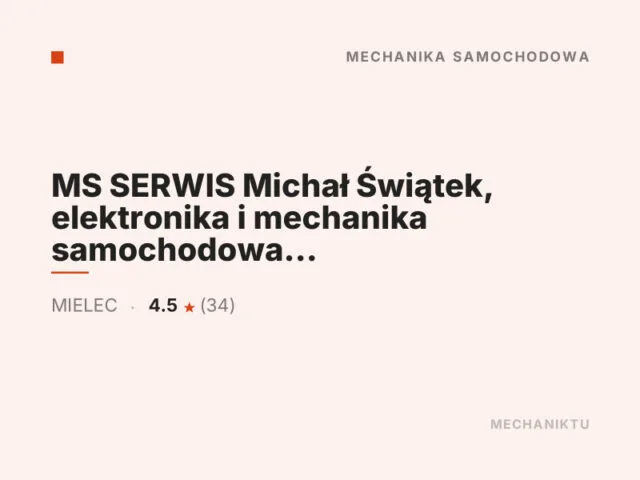 MS SERWIS Michał Świątek, elektronika i mechanika samochodowa Mielec