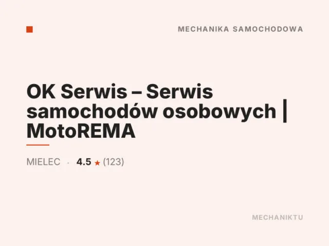OK Serwis – Serwis samochodów osobowych | MotoREMA