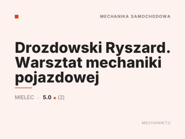 Drozdowski Ryszard. Warsztat mechaniki pojazdowej