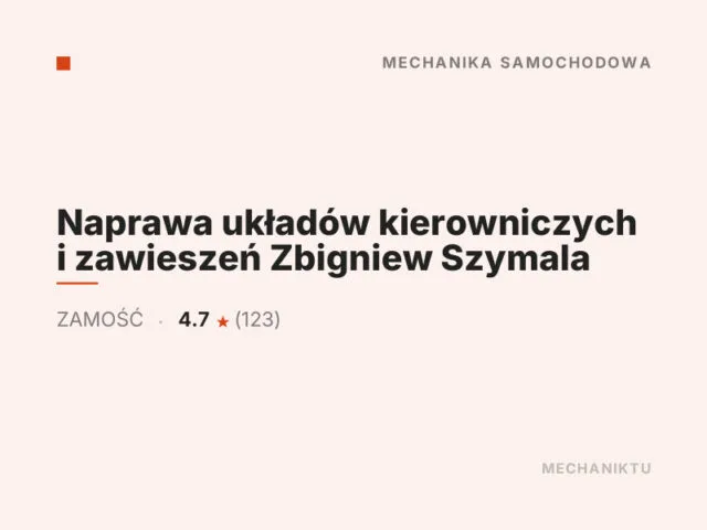 Naprawa układów kierowniczych i zawieszeń Zbigniew Szymala