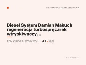 Diesel System Damian Makuch regeneracja turbosprężarek wtryskiwaczy pomp wtryskowych