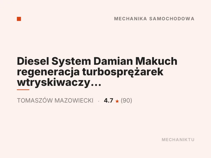Diesel System Damian Makuch regeneracja turbosprężarek wtryskiwaczy Tomaszów Mazowiecki