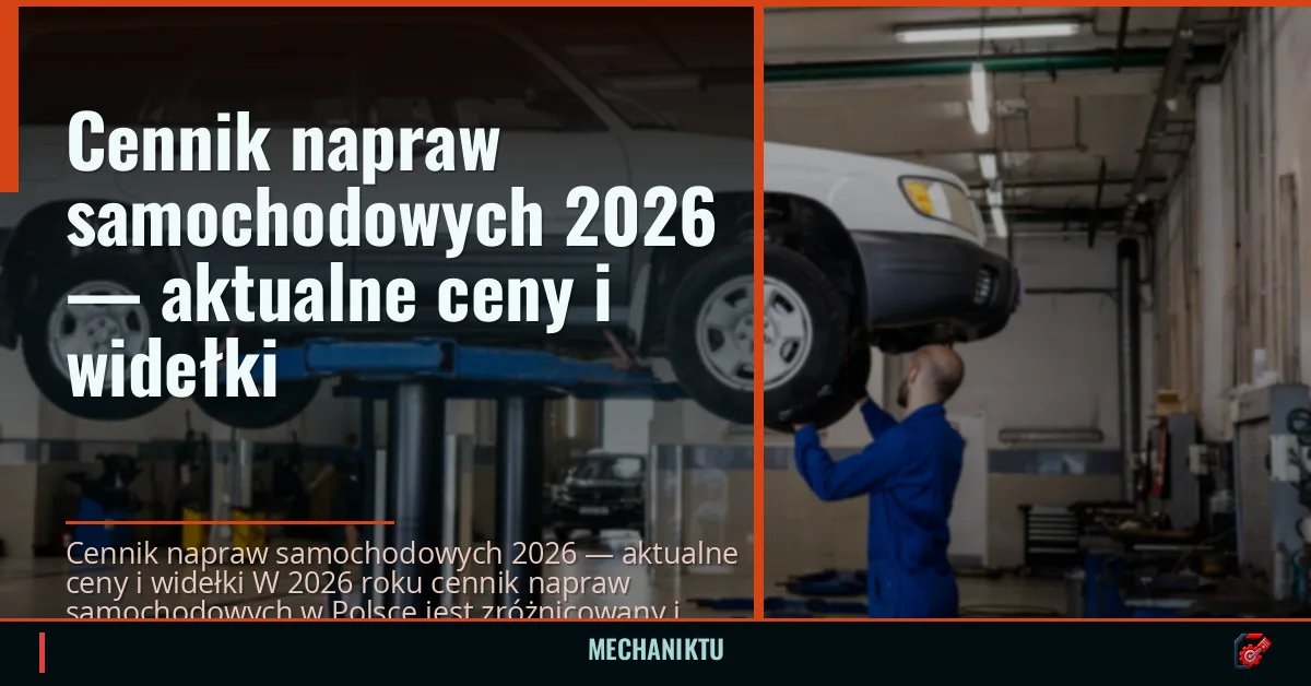 Cennik napraw samochodowych 2026 — aktualne ceny i widełki