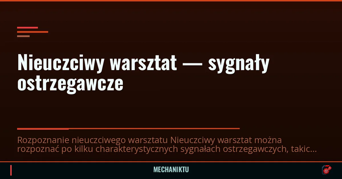 Nieuczciwy warsztat — sygnały ostrzegawcze