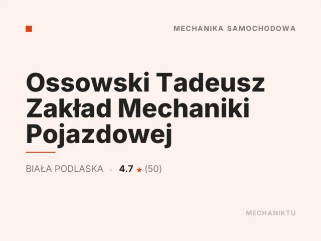 Ossowski Tadeusz Zakład Mechaniki Pojazdowej