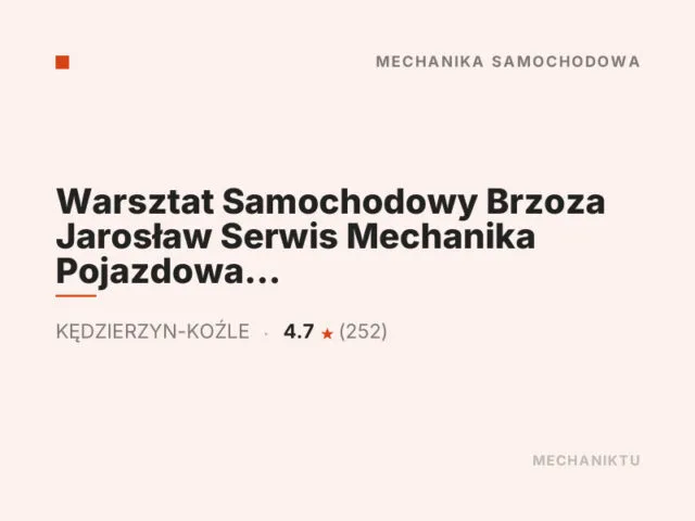 Warsztat Samochodowy Brzoza Jarosław Serwis Mechanika Pojazdowa i Klimatyzacja Konserwacja Kędzierzyn-Koźle