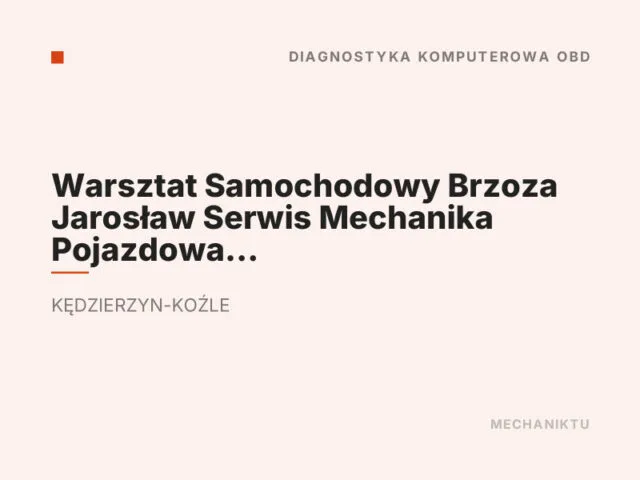 Warsztat Samochodowy Brzoza Jarosław Serwis Mechanika Pojazdowa i Klimatyzacja Konserwacja Kędzierzyn-Koźle