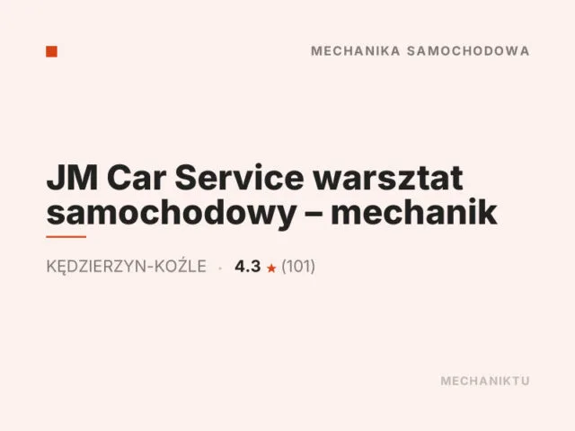 JM Car Service warsztat samochodowy – mechanik