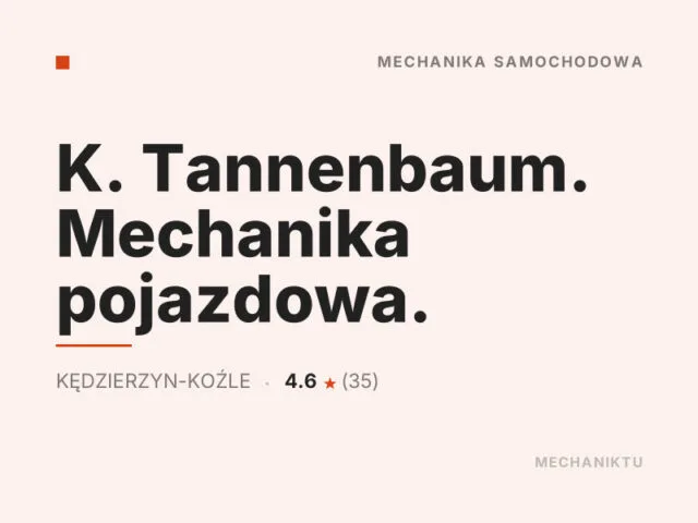 K. Tannenbaum. Mechanika pojazdowa.