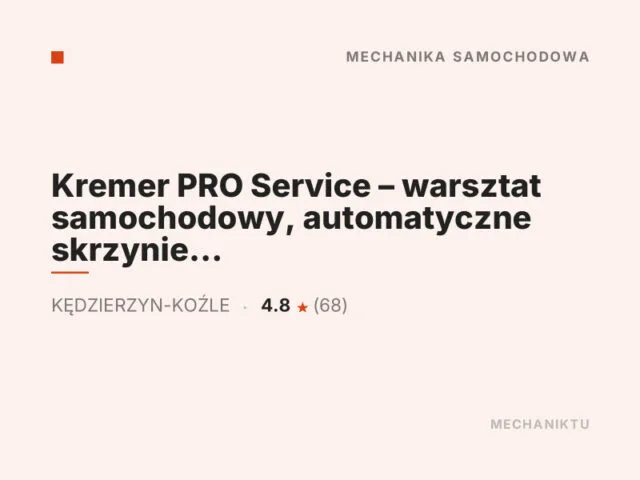 Kremer PRO Service – warsztat samochodowy, automatyczne skrzynie biegów, elektronika