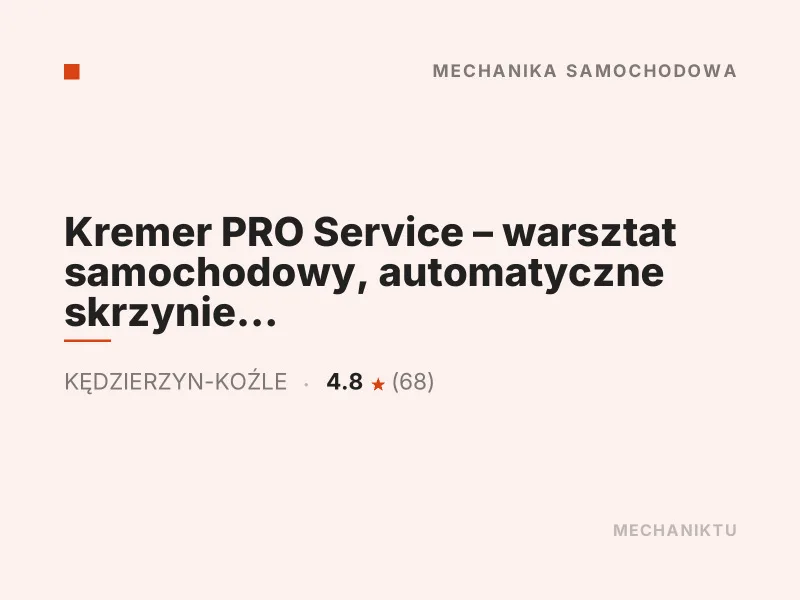Kremer PRO Service warsztat samochodowy diagnostyka komputerowa OBD Kędzierzyn-Koźle