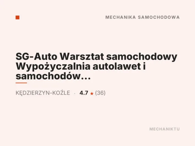 SG-Auto Warsztat samochodowy Wypożyczalnia autolawet i samochodów Serwis opon