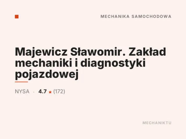Majewicz Sławomir. Zakład mechaniki i diagnostyki pojazdowej