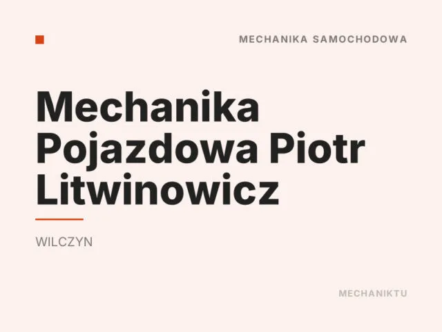 Mechanika Pojazdowa Piotr Litwinowicz