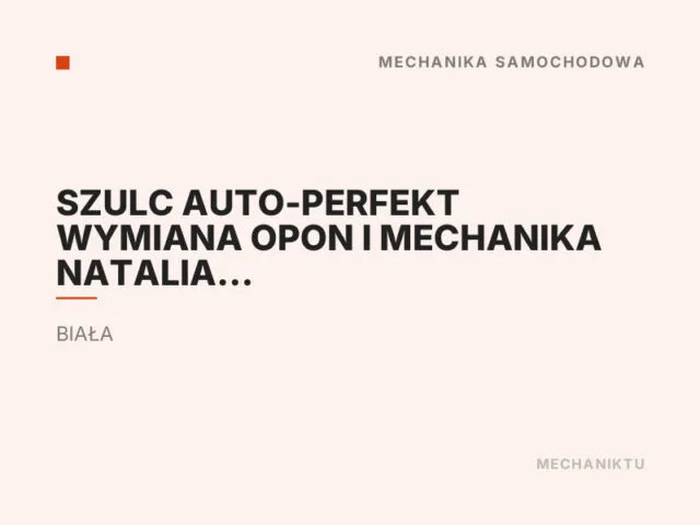 Szulc Auto-Perfekt Wymiana Opon i Mechanika Natalia Miklus
