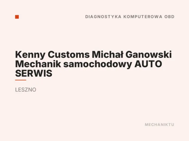 Kenny Customs Michał Ganowski Mechanik samochodowy AUTO SERWIS