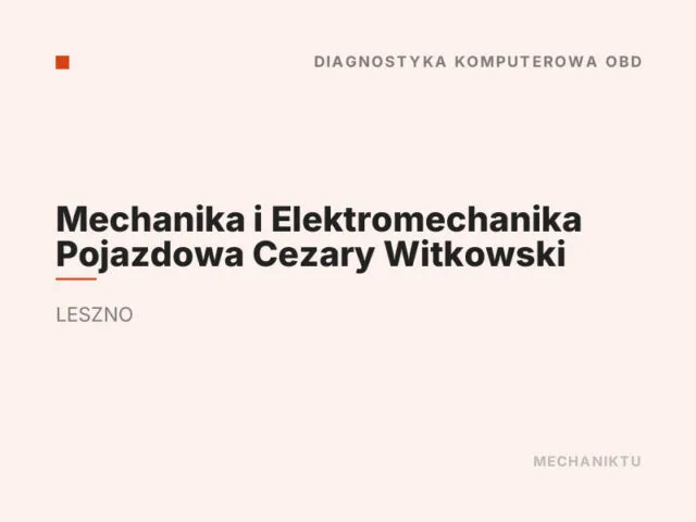 Mechanika i Elektromechanika Pojazdowa Cezary Witkowski