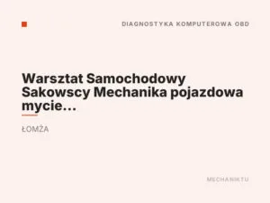 Warsztat Samochodowy Sakowscy Mechanika pojazdowa mycie filtrów DPF FAP i katalizatorów auto holowanie serwis klimatyzacji