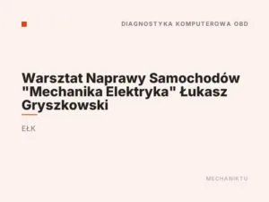 Warsztat Naprawy Samochodów „Mechanika Elektryka” Łukasz Gryszkowski