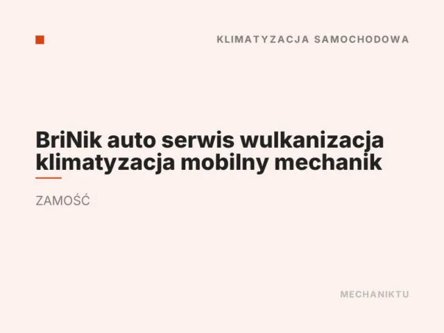 BriNik auto serwis wulkanizacja klimatyzacja mobilny mechanik