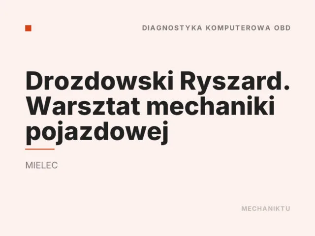 Drozdowski Ryszard. Warsztat mechaniki pojazdowej